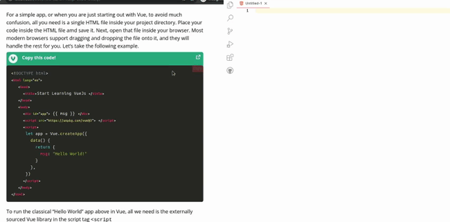 Copy Code on Vuenoob